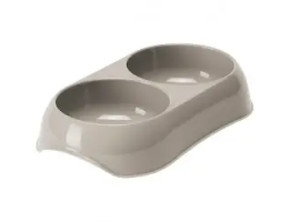 Moderna Миска двойная для котов Gusto 23x13x4,1 см 2х200 мл тепло-серая