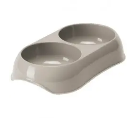 Moderna Миска двойная для котов Gusto 23x13x4,1 см 2х200 мл тепло-серая