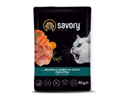 Savory Вологий корм для кошенят Лосось з морквою у соусі 85 г