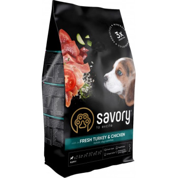 Savory Puppy Сухой корм для щенков Индейка и курица 3 кг
