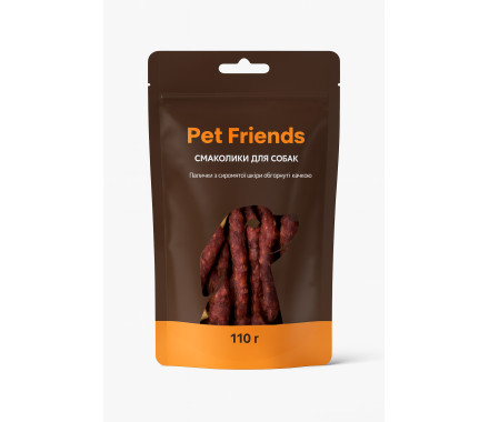Pet Friends Ласощі для собак Палички з сиром'ятої шкіри обгорнуті качкою 110 г