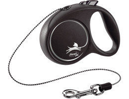 Flexi Black Design Повідець-рулетка для собак трос XS 3 м срібляста