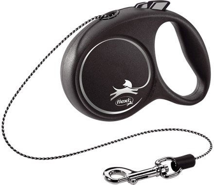 Flexi Black Design Рулетка-поводок для собак трос XS 3 м серебристая