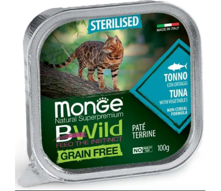 Monge Влажный корм для котов Bwild Grain Free Sterilised Тунец с овощами 100 г
