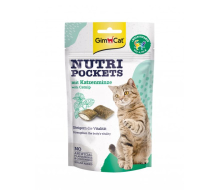 GimCat Витаминизированные лакомства для котов Nutri Pockets Мята и мультивитамины 60 г