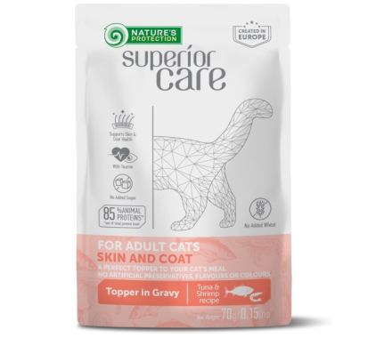 Natures Protection Влажный корм для котов Skin and Coat Тунец и Креветка 70 г