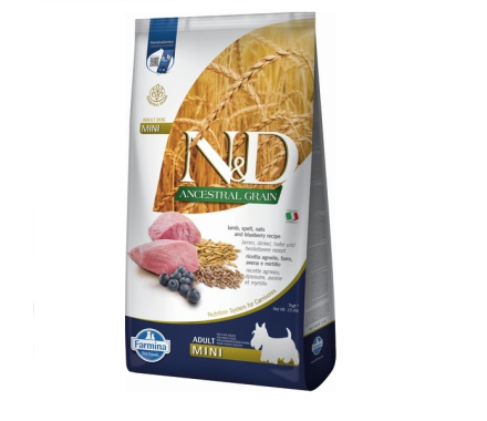 Farmina N&D Low Grain Adult Mini Сухой корм для собак Ягненок и черника 7 кг