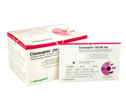 Vetoquinol Clavaseptin Антибиотик для собак и кошек 500 мг Цена за 5 табл