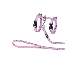 Nobby Шлейка + поводок для кошек Mouse Pink нейлоновая розовая