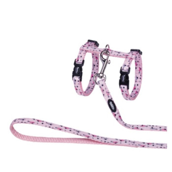 Nobby Шлейка + поводок для кошек Mouse Pink нейлоновая розовая