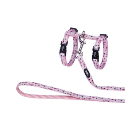 Nobby Шлейка + поводок для кошек Mouse Pink нейлоновая розовая
