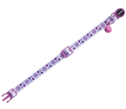 Nobby Ошейник для кошек Circle Purple нейлоновый белый с кружочками