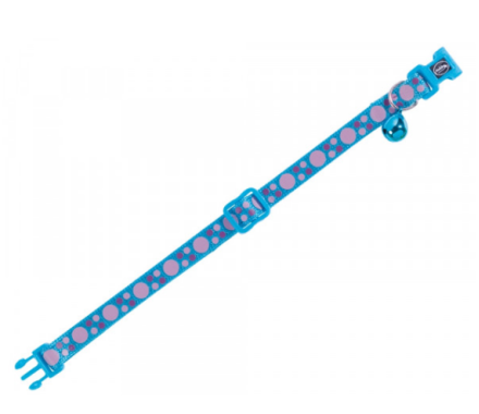 Nobby Ошейник для кошек Circle Turquoise нейлоновый голубой с кружочками
