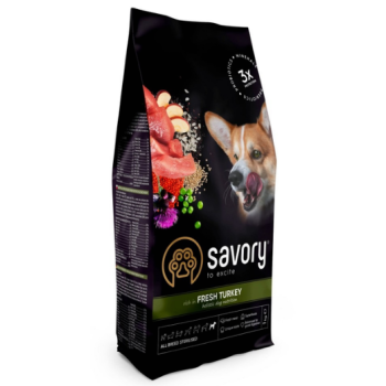 Savory All Breed Sterilized Сухой корм для собак Индейка 1 кг
