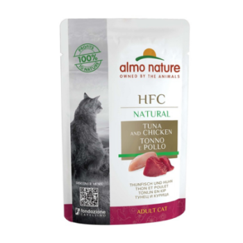 Almo Nature HFC Natural Вологий корм для котів Тунець та курка 55 г