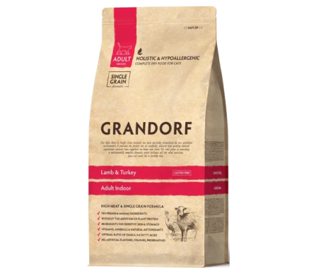 Grandorf Сухой корм для котов Indoor Ягненок и индейка 400 г