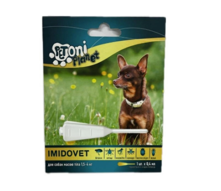 Petoni Planet Imidovet Краплі для собак до 4 кг від бліх і кліщів 0,4 мл Ціна за 1 піпетку
