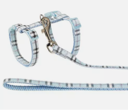 Nobby Шлейка + поводок для кошек Tartan светло-голубой