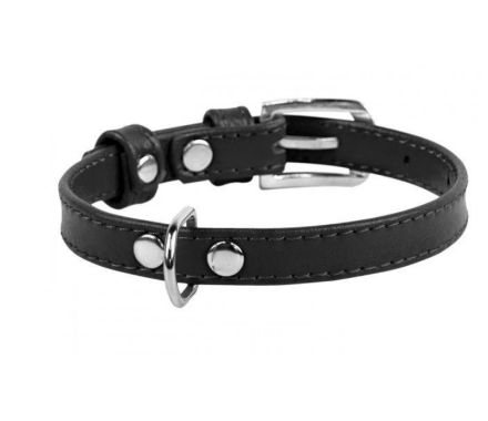 Waudog Glamour Кожаный ошейник для собак с QR паспортом Ш 25 мм Д 38-49 см чёрный