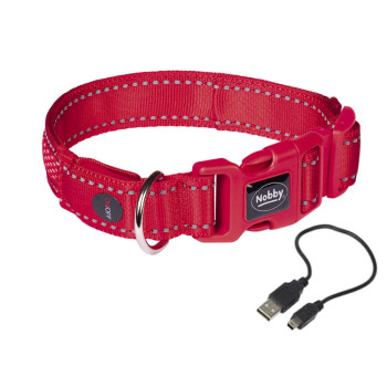 Nobby Ошейник для собак USB Flash mesh S-M 2,5х38х45 см красный