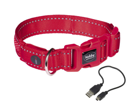 Nobby Ошейник для собак USB Flash mesh S-M 2,5х38х45 см красный