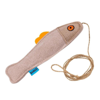 Barksi Игрушка для кошек Рыбка с верёвкой бежевая