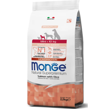 Monge Сухой корм для щенков Mini Puppy&Junior Лосось и рис 7,5 кг