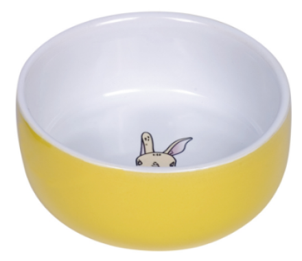 Nobby Миска для грызунов керамическая Rabbit 11х4,5 см 300 мл желто-белая