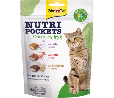 GimCat Витаминизированные лакомства для котов Nutri Pockets Кантри микс 150 г