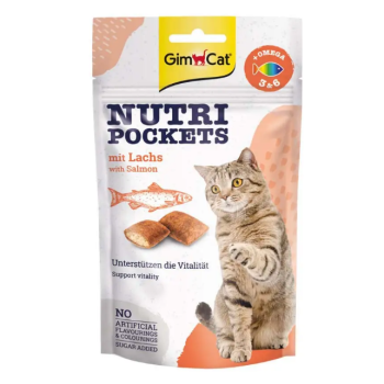GimCat Вітамінізовані ласощі для котів Nutri Pockets Лосось та омега 3в1 60 г