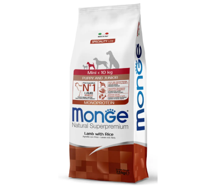 Monge Сухой корм для щенков Mini Puppy&Junior Ягненок и рис 7,5 кг