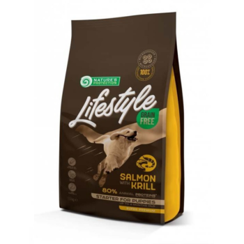 Nature\'s Protection Сухой корм для щенков Lifestyle Puppies All Breeds Лосось и Крыль 1,5 кг