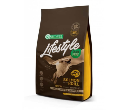 Nature\'s Protection Сухой корм для щенков Lifestyle Puppies All Breeds Лосось и Крыль 1,5 кг