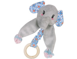 Nobby Игрушка для кошек Слоник плюшевый с деревянным кольцом и кошачьей мятой 16 см