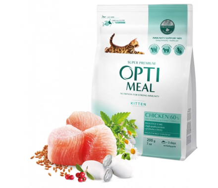 Optimeal Сухой корм для котят Курица (200 г+200 г) 400 г