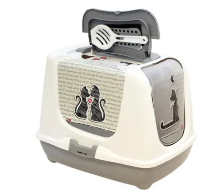 Moderna Туалет для котов закрытый Trendy Cat 50х39,5х37,5 см светло-серый