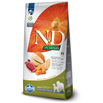 Farmina N&D Grain Free Adult Medium&Maxi Сухой корм для собак Утка и дыня 12 кг