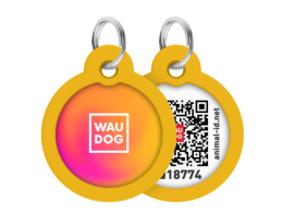 WAUDOG Smart ID Адресник для собак и котов QR-паспорт металл Д 25 мм Градиент оранжевый