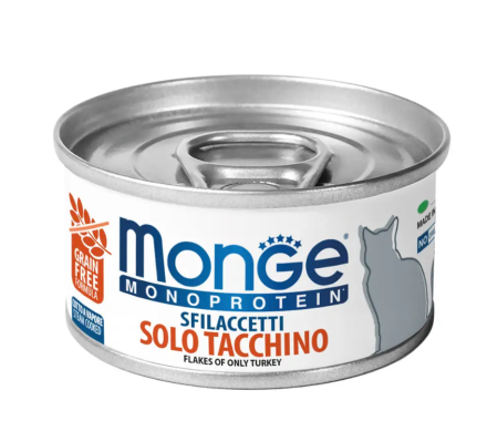 Monge Консерва для котов Monoprotein мясные хлопья Индейка 80 г