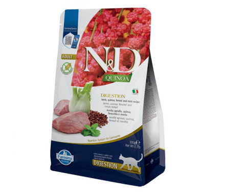 Farmina N&D Quinoa Digestion Adult Сухой корм для котов Ягненок и киноа 300 г