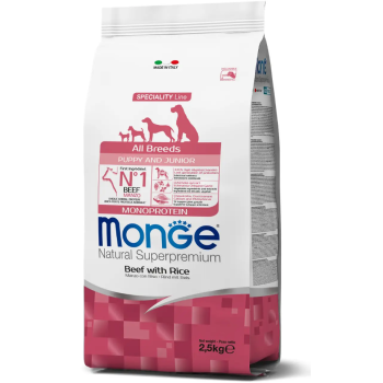 Monge Сухой корм для щенков All breeds Puppy&Junior Говядина и рис 2,5 кг
