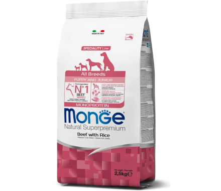 Monge Сухой корм для щенков All breeds Puppy&Junior Говядина и рис 2,5 кг