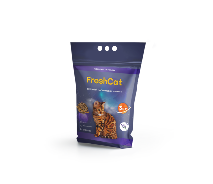 Fresh Cat Наполнитель древесный с ароматом лаванды 3 кг