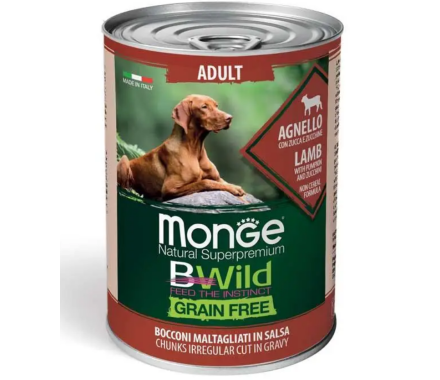 Monge Консерва для собак Bwild Adult Ягненок с тыквой и цукини 400 г
