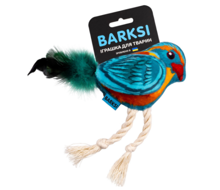 Barksi Игрушка для кошек Птичка с колокольчиком 12x10 см