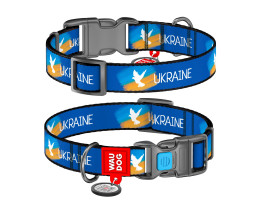 Waudog Nylon Ошейник для собак QR-паспорт Ш 20 мм Д 24-40 см Флаг