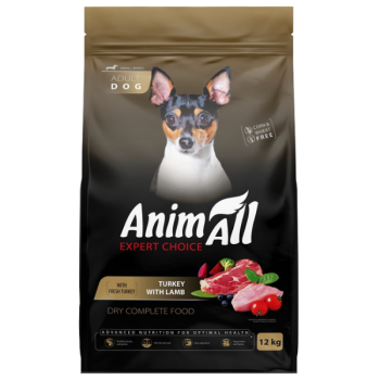 AnimAll Dog Сухий корм для собак малих порід Індичка та ягня 12 кг