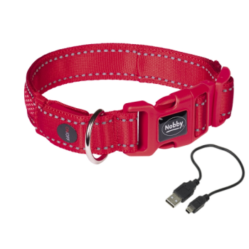 Nobby Ошейник для собак USB Flash mesh М-L 2,5x45-53 см красный