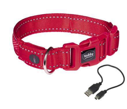 Nobby Ошейник для собак USB Flash mesh М-L 2,5x45-53 см красный