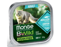Monge Вологий корм для котів Bwild Grain Free Тріска з овочами 100 г